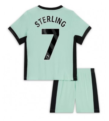 Lacne Dětský Futbalové dres Chelsea Raheem Sterling #7 2023-24 Krátky Rukáv - Tretina (+ trenírky)